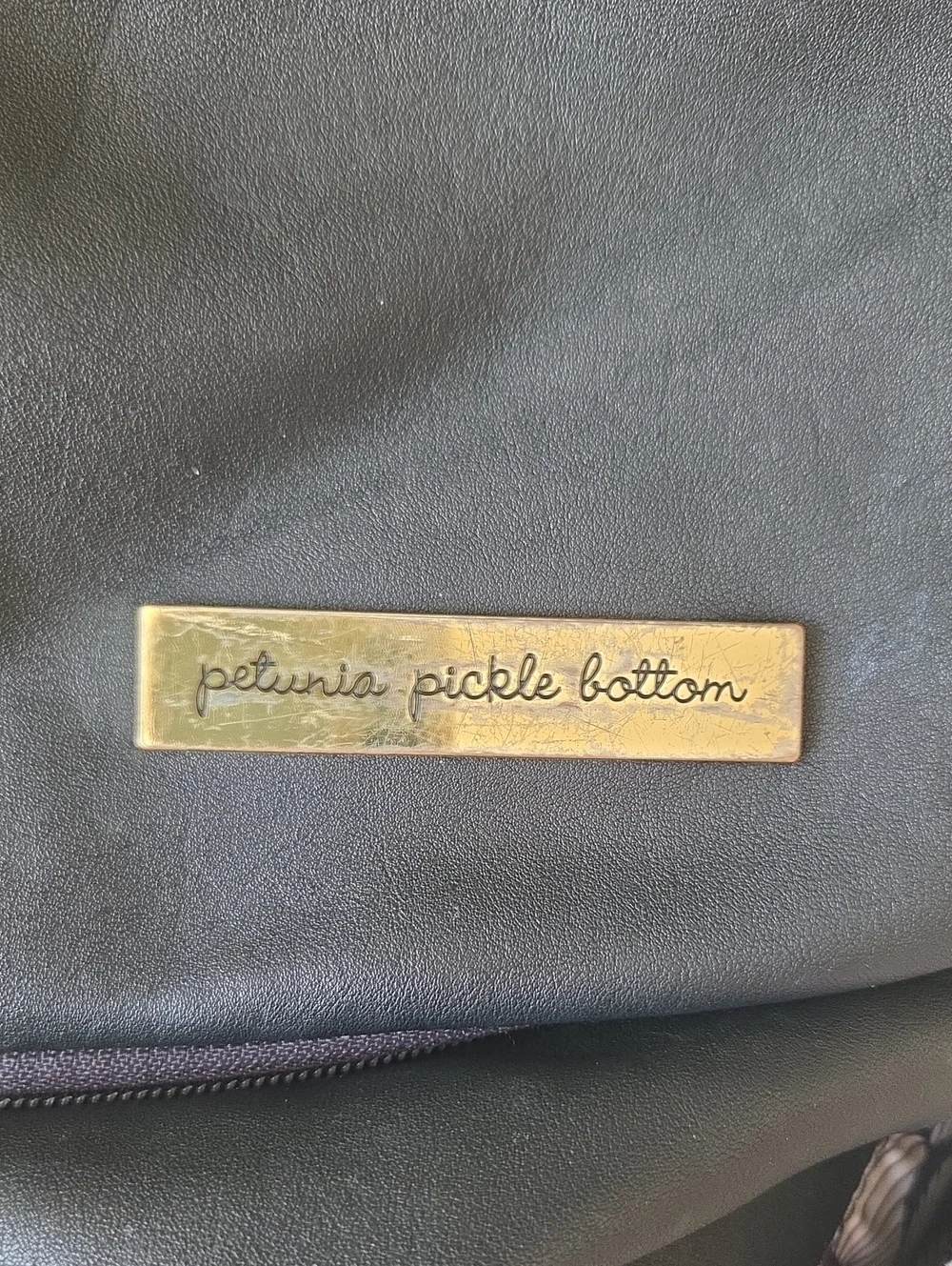 Petunia Pickle Bottom Black Backpack with Gold Logo Plate